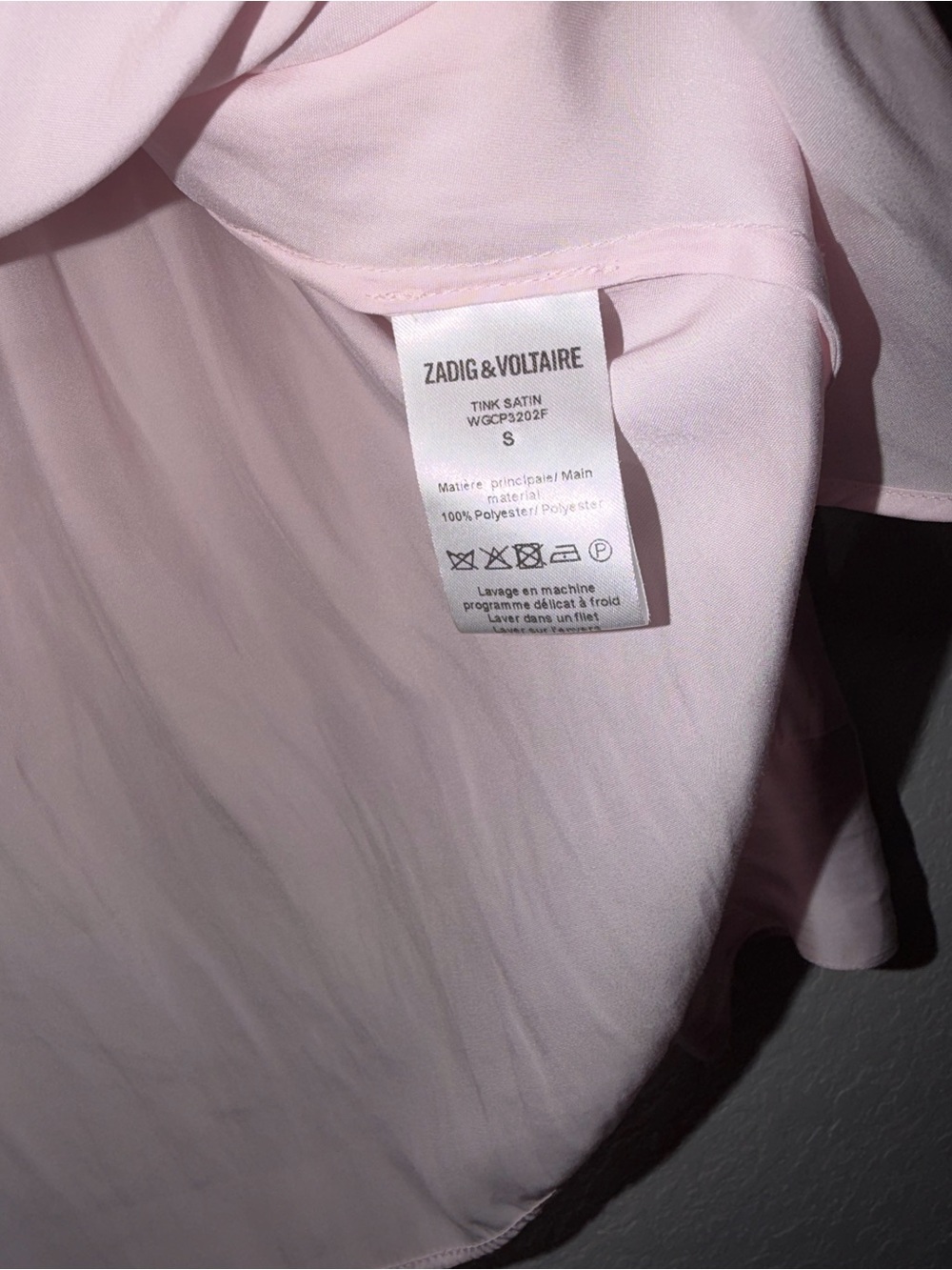 Zadig & Voltaire Women's Light Pink Satin V-Neck Long-Sleeve Blouse - Picture 6 of 7